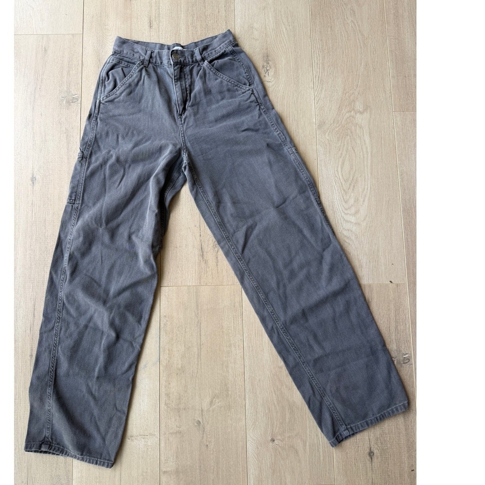 Garage Carpenter Pants Washed Grey High Waisted Straight Leg Utility Size 0